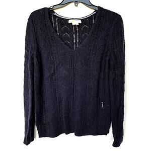 Boden Fuzzy Pointelle Knit V-Neck Sweater size S